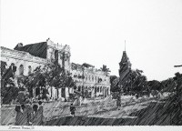 Zameer Hussain, untitled 7 X 10 Inch, Pencil on Paper, Cityscape Painting -AC-ZAH-037